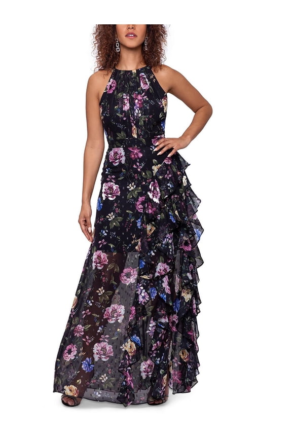 Womens Floral Long Evening Dress