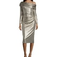 thumbnail image 1 of Betsy & Adam Women's Off-The-Shoulder Asymmetrical Metallic Dress (4, Gold), 1 of 2