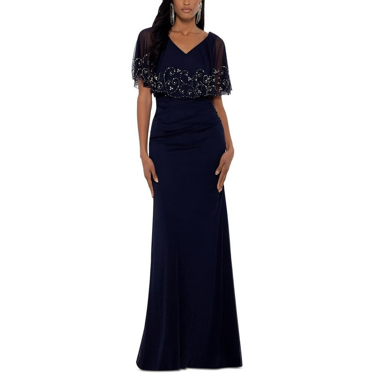 Betsy & adam metallic capelet sheath dress sale