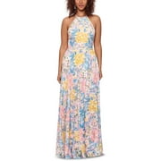 Betsy & Adam Womens Petites Floral Halter Maxi Dress