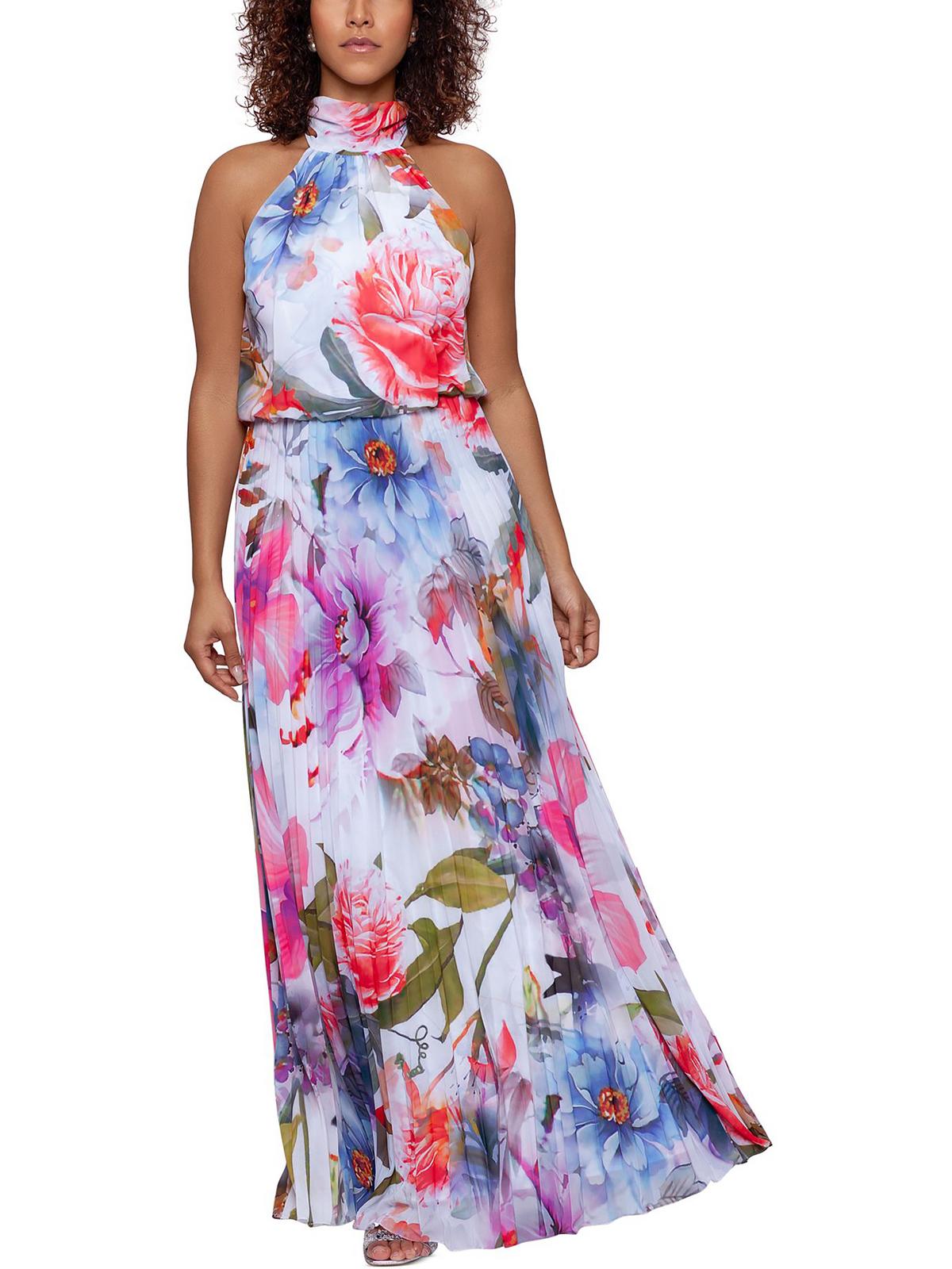 Betsy Adam Womens Petites Pleated Halter Maxi Dress Walmart