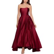 B&A BY BETSY & ADAM Betsy & Adam Womens Petites Pleated Maxi Evening Dress