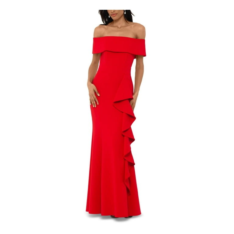 Betsy Adam Womens Petites Ruffled Off The Shoulder Formal Dress Walmart