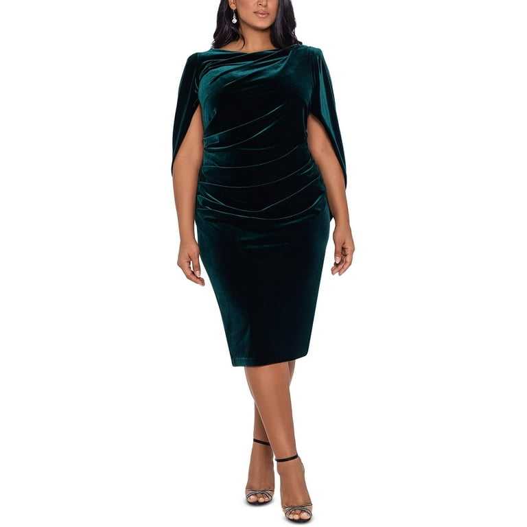 Betsy Adam Womens Plus Velvet Cape Back Midi Dress Walmart