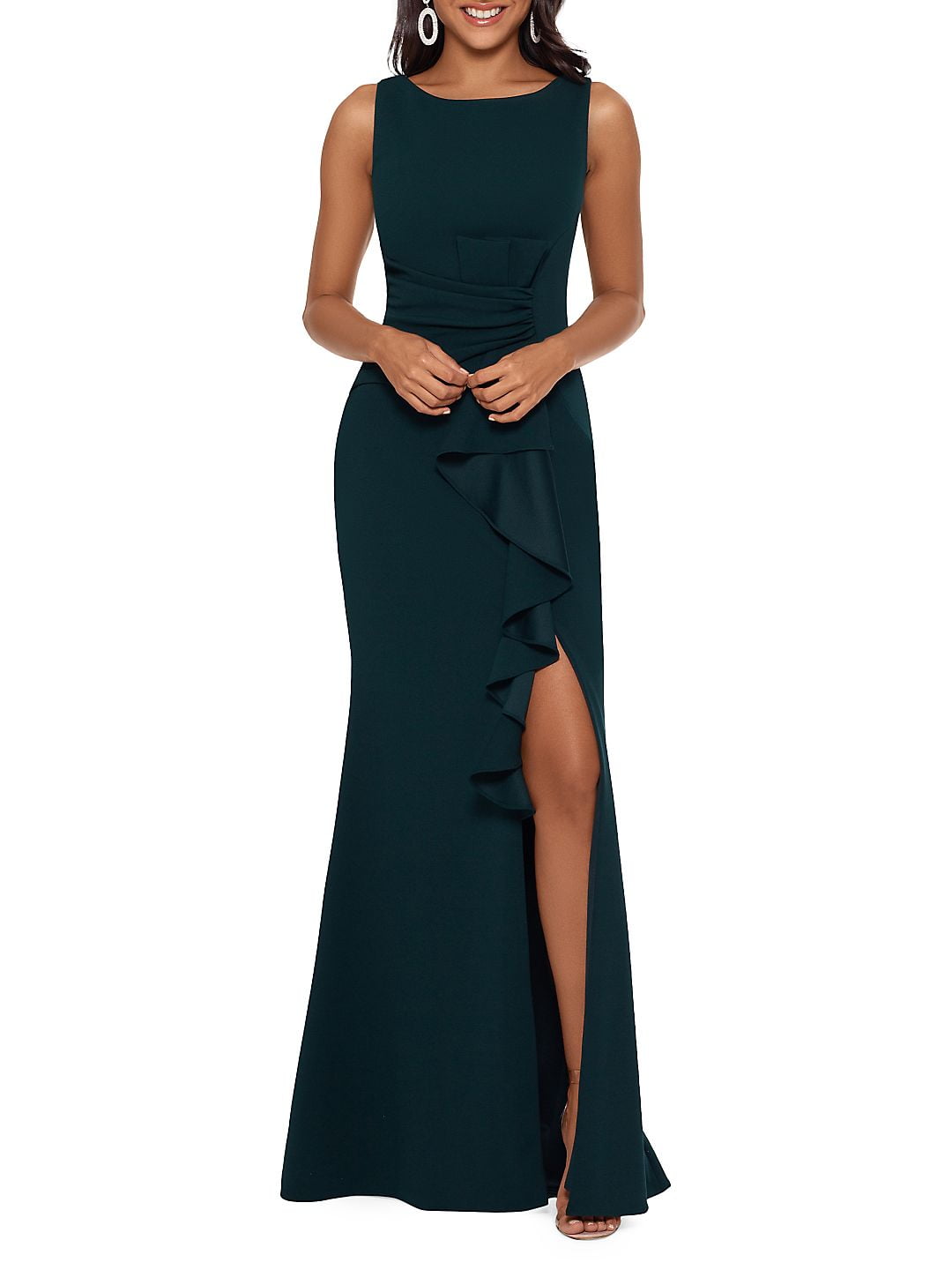 betsy and adam ruched dress Cory" Metallic Print Ruched Dress