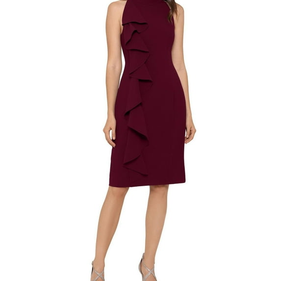 Betsy & Adam Womens Ruffle Sheath Dress, Red, 12
