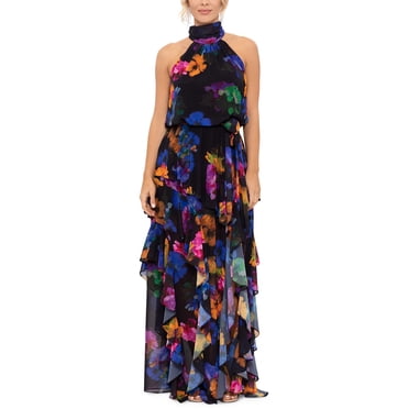 Betsy Adam Womens Dress Chiffon Cape Jersey Gown Black Size 10