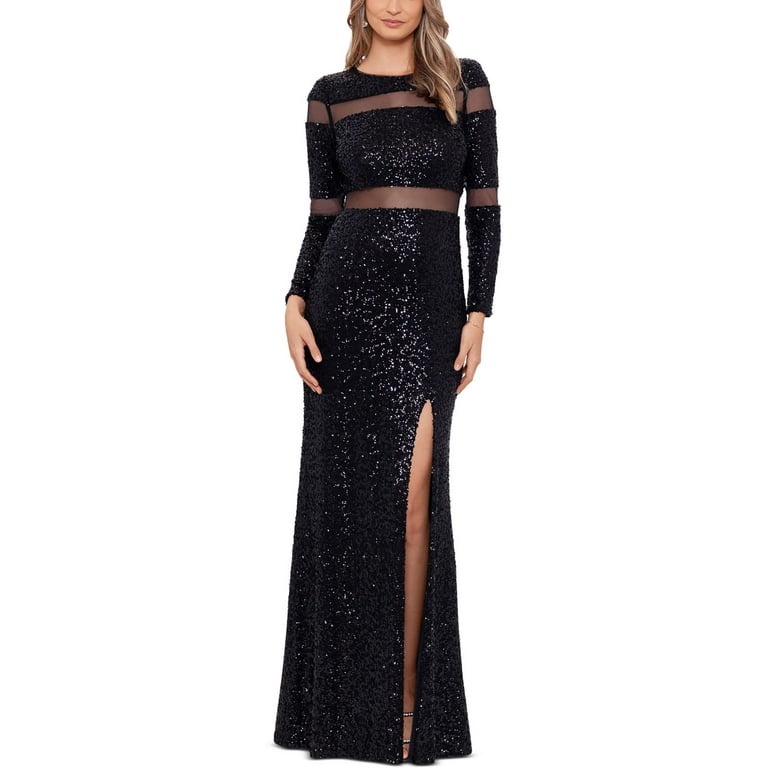 Betsy and adam deals long sleeve sequin gown