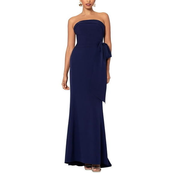 Betsy & Adam Womens Strapless Faux Wrap Evening Dress