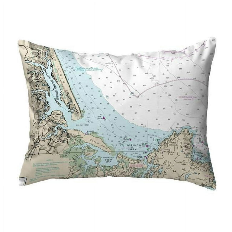 Betsy Drake 11 x 14 in. Plum Island Sound MA Nautical Map Non Corded Indoor Outdoor Pillow