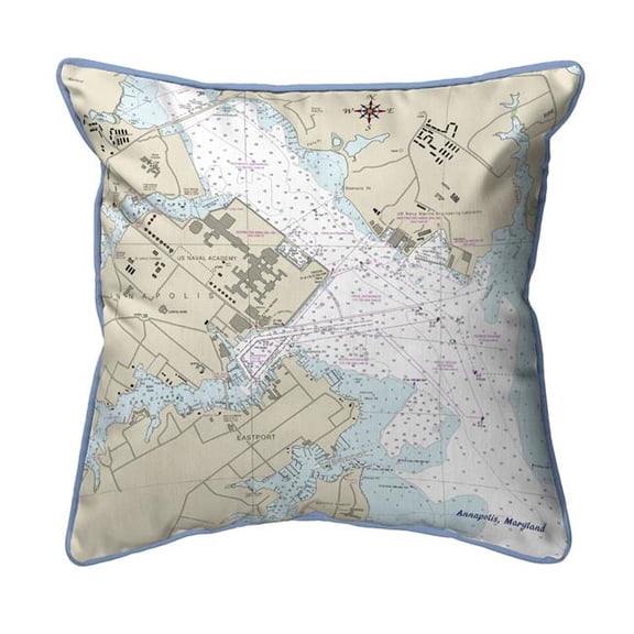 Betsy Drake 12 x 12 in. Annapolis - USNA, MD Nautical Map Small Corded Indoor & Outdoor Pillow