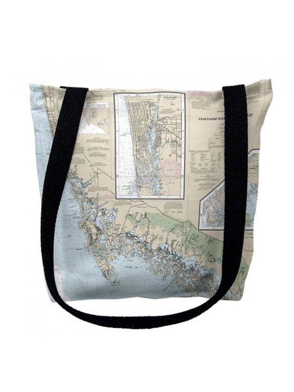 Naples Bay & Marco Island, FL Nautical Map Medium Tote Bag 16x16 - 16 inches x 16 inches