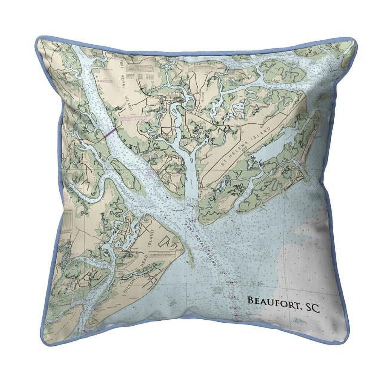 Betsy Drake  18 x 18 in. Beaufort, SC Nautical Map Large Corded Indoor & Outdoor Pillow