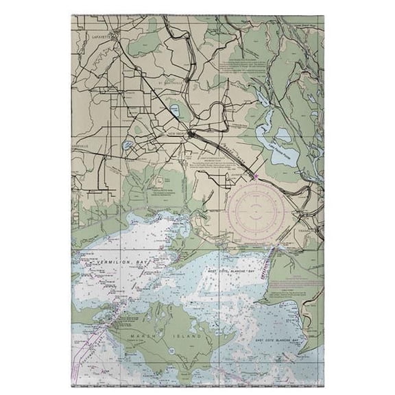Betsy Drake  20 x 20 in. Vermilion Bay, LA Nautical Map Guest Towel