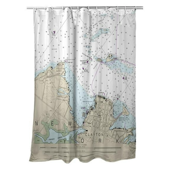 Betsy Drake  70 x 72 in. Clayton, NY Nautical Map Shower Curtain