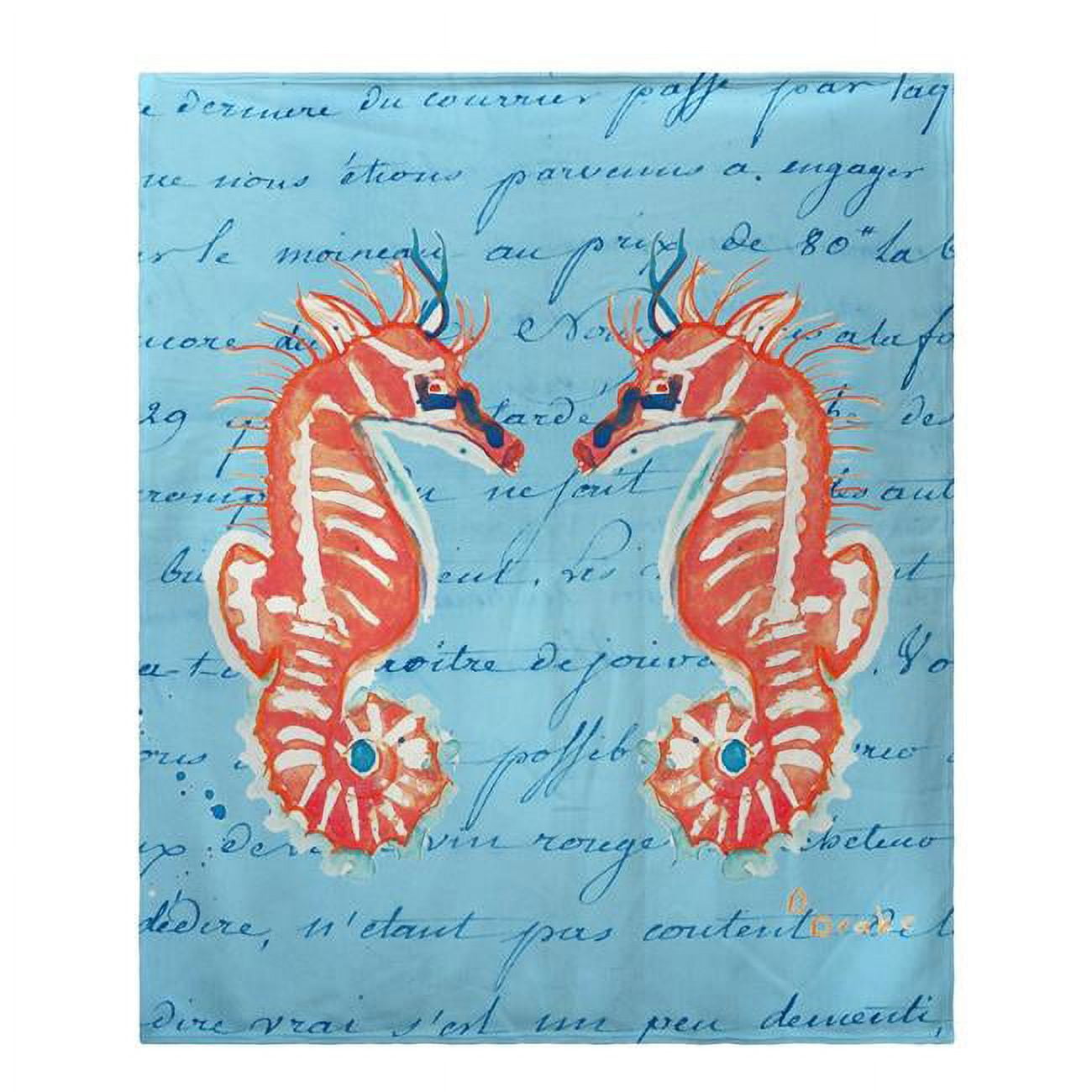 Twin Blue Fleece Wool Sea Horse Throw Blanket
