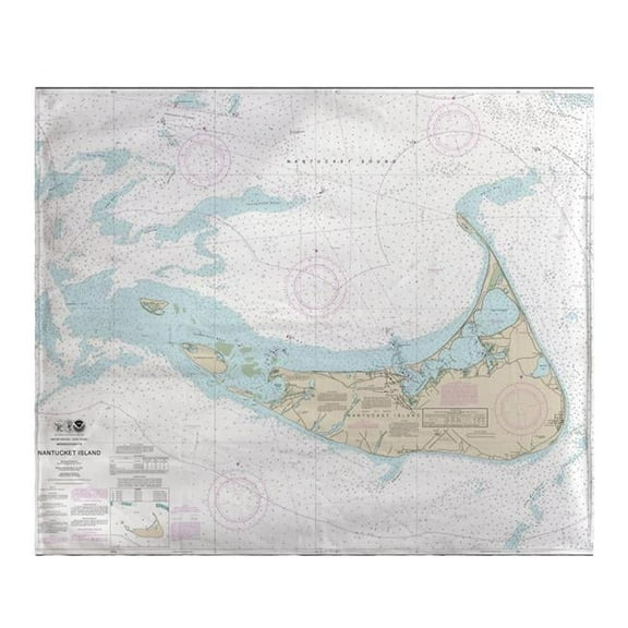 Betsy Drake BK13241NI 50 x 60 in. Nantucket Island, MA Nautical Map Fleece Throw