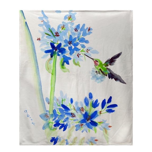 Betsy Drake BK808 Hummingbird & Blue Flower Fleece Throw