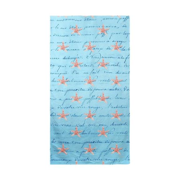 Betsy Drake BT091B Coral Starfish & Blue Script Beach Towel
