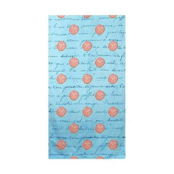 Betsy Drake BT092B Coral Sand Dollar Ble Script Beach Towel