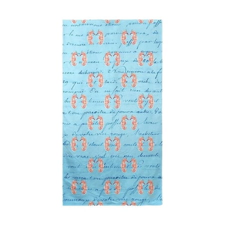 Betsy Drake BT100B Coral Sea Horse Blue Script Beach Towel