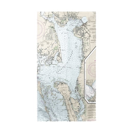 Betsy Drake BT11426 Charlotte Harbor, FL Nautical Map Beach Towel
