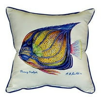 Betsy Drake Blue Ring Angelfish Large Indoor/Outdoor Pillow 18x18