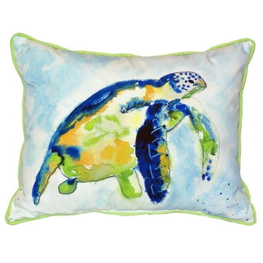 Betsy Drake Blue Sea Turtle 16x20-inch Indoor/Outdoor Pillow