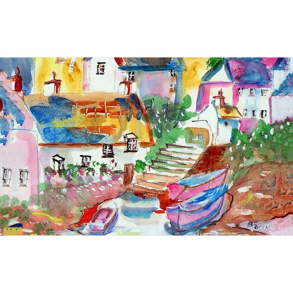 Betsy Drake Boats at Steps Door Mat - 18x26