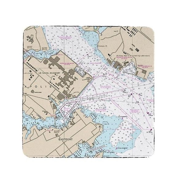 Betsy Drake CT12283AN 4 x 4 in. Annapolis - USNA, MD Nautical Map Coaster - Set of 4