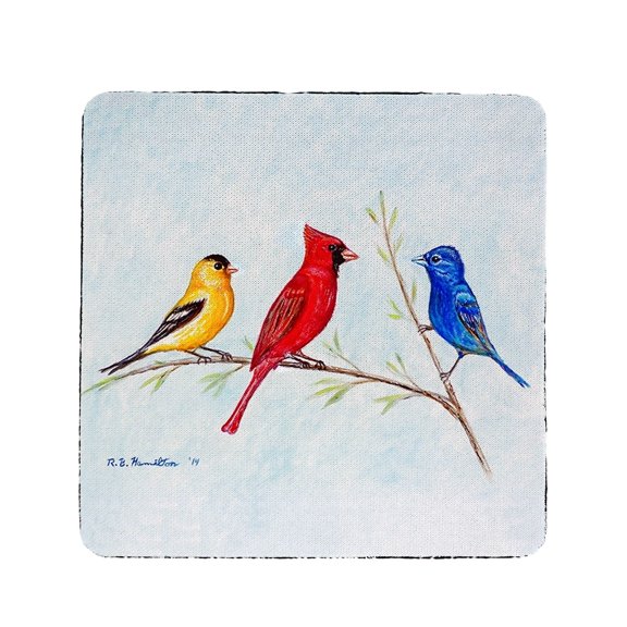 Betsy Drake CT298 Three Birds Coaster - Set of 4