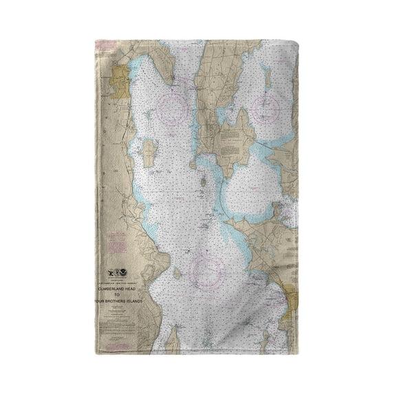 Cumberland Head to Four Brothers Islands, VT Nautical Map Kitchen Towel - 16x25