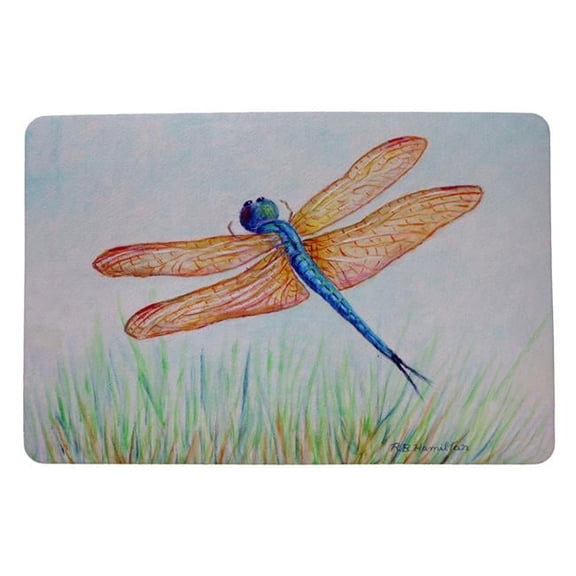 Betsy Drake DM1045 18 x 26 in. Dragonfly Door Mat, Amber & Blue