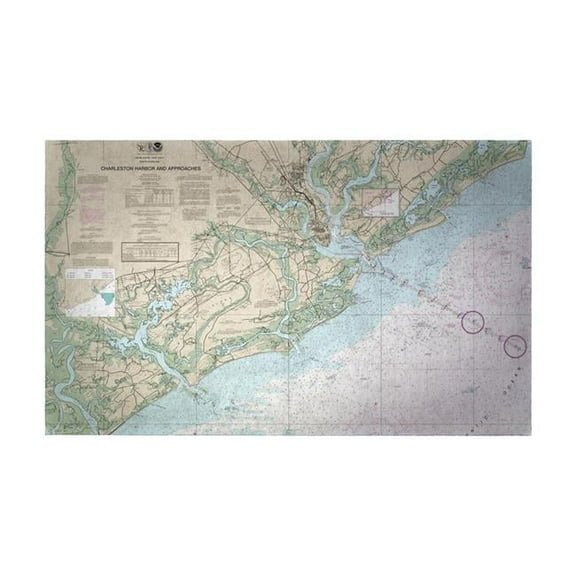 Betsy Drake DM11521 18 x 26 in. Charleston Harbor & Approaches, SC Nautical Map Small Door Mat