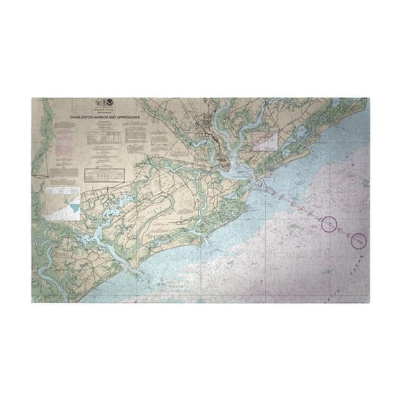 Betsy Drake DM11521G 30 x 50 in. Charleston Harbor & Approaches, SC Nautical Map Large Door Mat