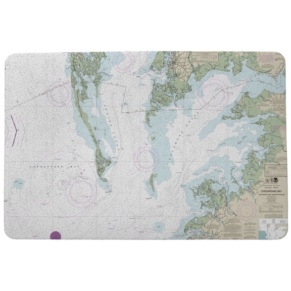 Betsy Drake DM240CHG 30 x 50 in. Chesapeake Bay - Pocomoke & Tangier Sounds, VA Nautical Map Large Door Mat