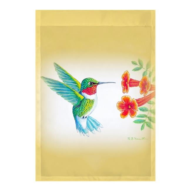 Vibrant Hummingbird and Flowers Polyester Garden Flag 12.5x18