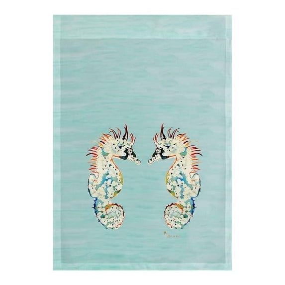 Betsy Drake FL388C 12.5 x 18 in. Aqua Betsys Seahorses Flag
