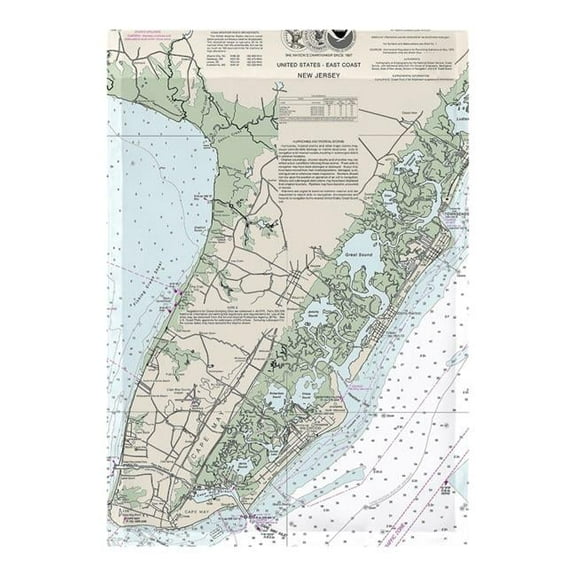 Betsy Drake FL396 12.5 x 18 in. Cape May Peninsula, NJ Nautical Map Flag