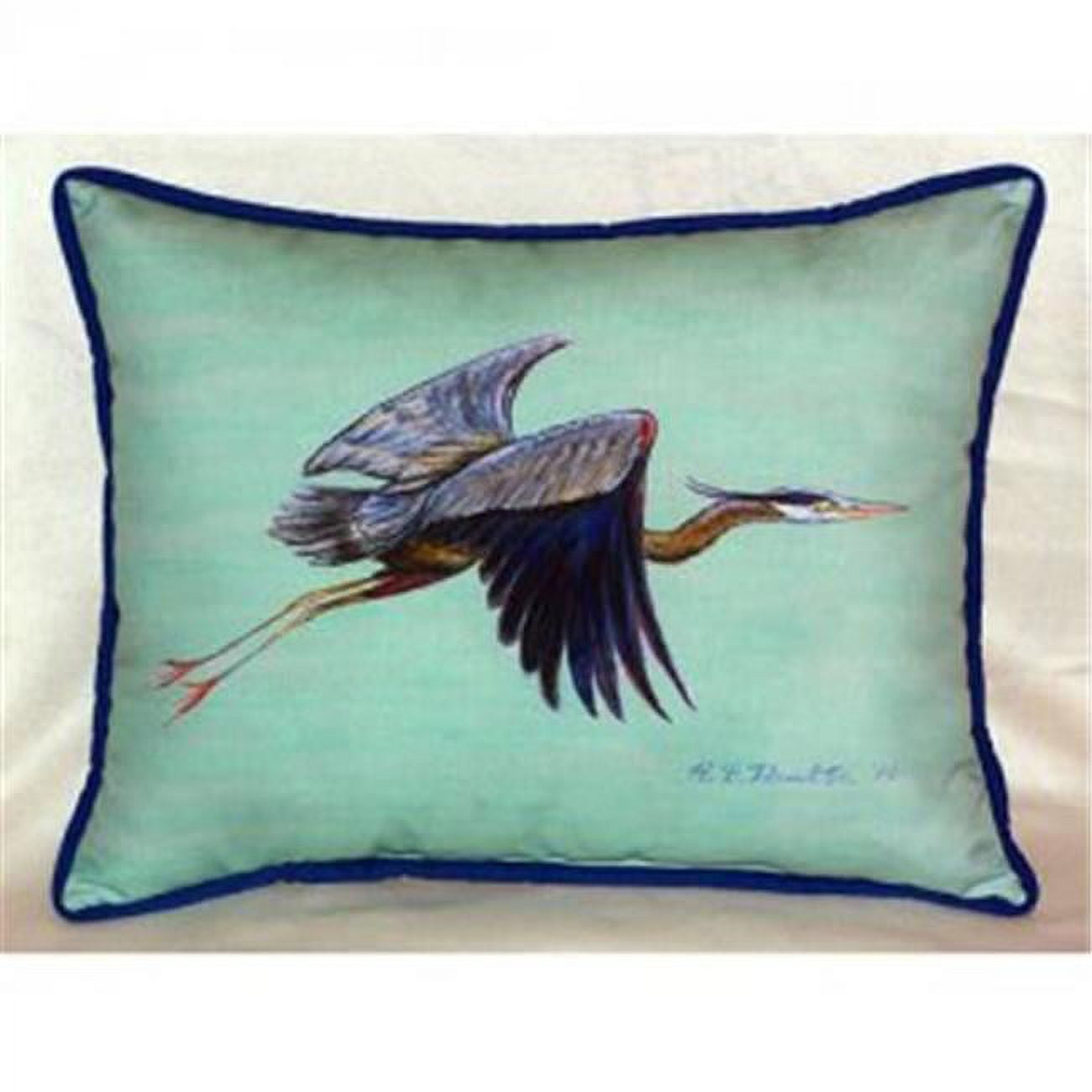 Betsy Drake  Flying Blue Heron - Teal Indoor & Outdoor Throw Pillow- 20 x 24 in.