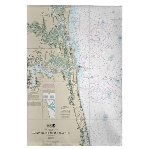 Betsy Drake GT11488JB 20 x 20 in. Jacksonville, FL Nautical Map Guest Towel