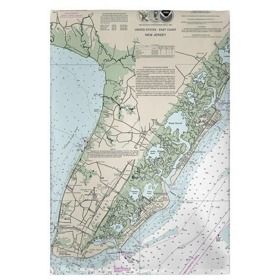 Betsy Drake GT396 Cape May Peninsula, NJ Nautical Map Guest Towel