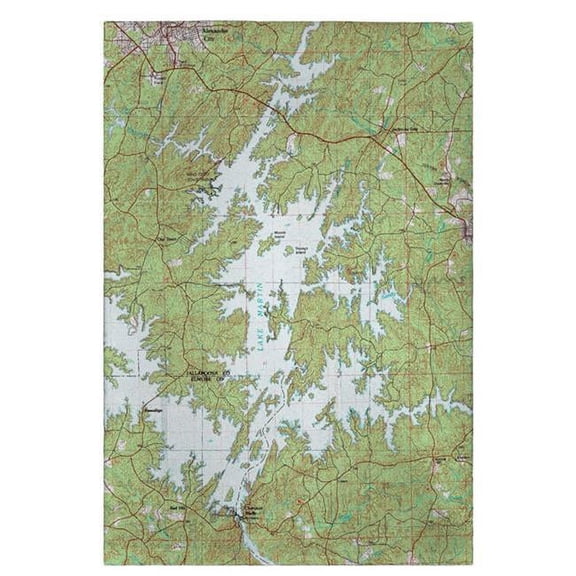 Betsy Drake GT975 20 x 20 in. Lake Martin, AL Nautical Map Guest Towel