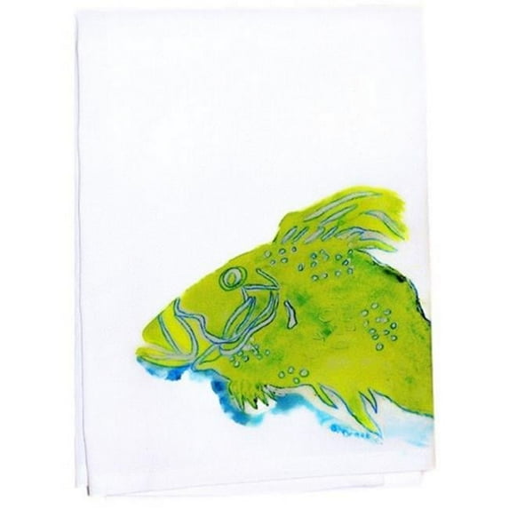 Betsy Drake Green Fish Guest Towel Set of 2