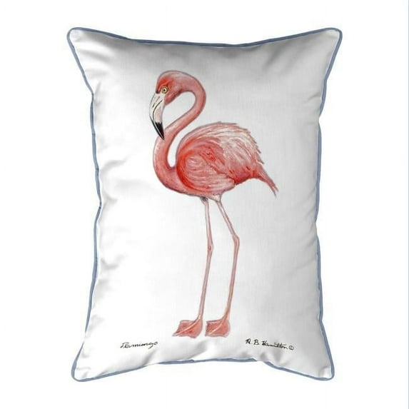 Betsy Drake HJ084W 16 x 20 in. Flamingo White Background Large Corded Indoor & Outdoor Pillow
