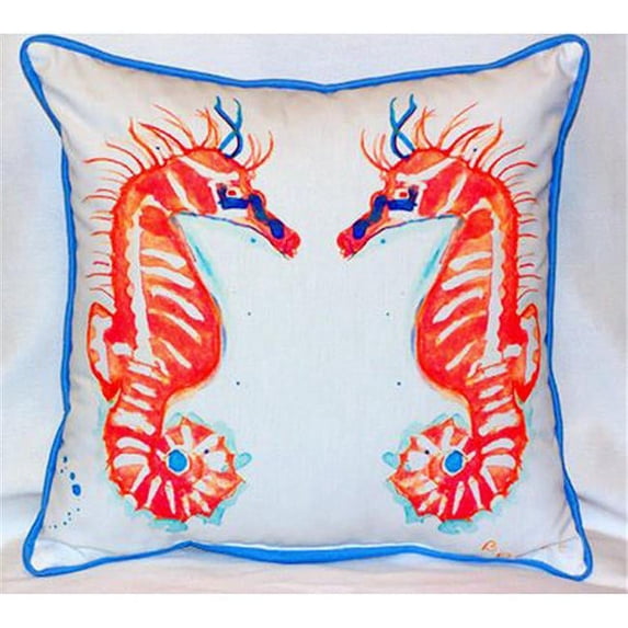 Betsy Drake HJ100 Coral Sea Horses Large Indoor-Outdoor Pillow 18 in. x 18 in.