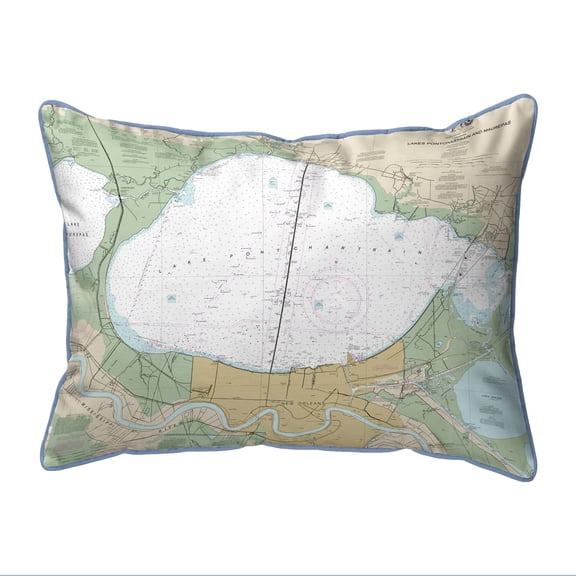 Betsy Drake HJ11369 16 x 20 in. Lake Pontchartrain & Majrepas, LA Nautical Map Large Corded Indoor & Outdoor Pillow