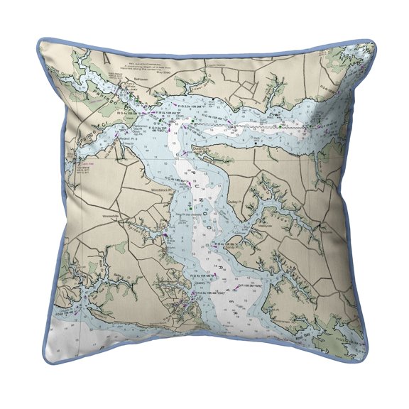 Betsy Drake HJ11548PR 18 x 18 in. Pungo River, NC Nautical Map Large Corded Indoor & Outdoor Pillow