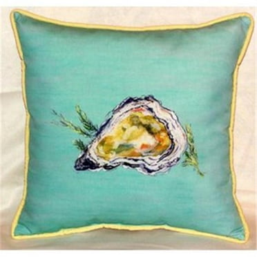 Betsy Drake HJ121C Oyster - Teal Indoor & Outdoor Throw Pillow- 18 x 18 in.
