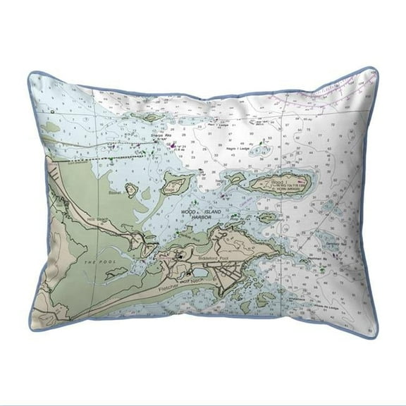 Betsy Drake HJ13287BPLB Biddleford Pool, ME Nautical Map - Light Blue Cord Large Corded Indoor & Outdoor Pillow - 16 x 20 in.